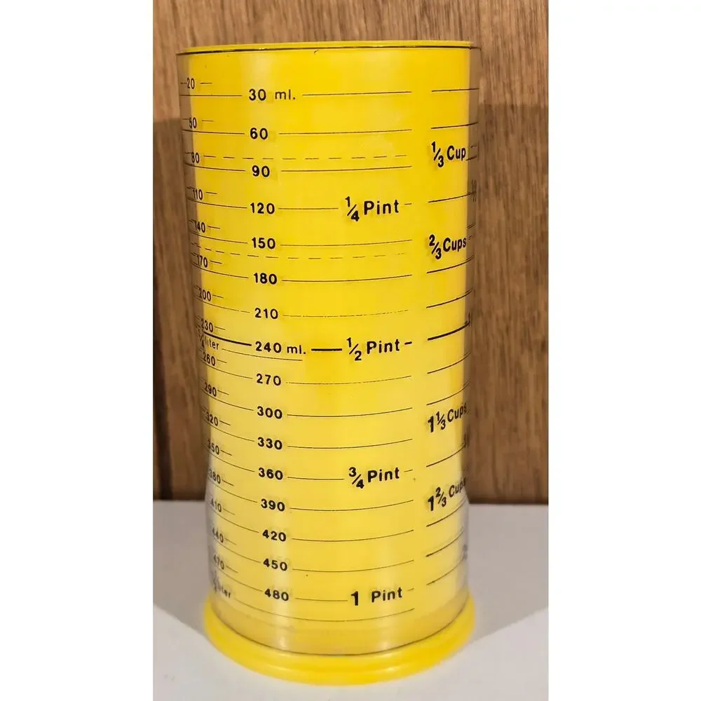 Milmour Metric Wonder Cup #101/102 Adjustable Measuring Cup 500ml Yellow Vintage